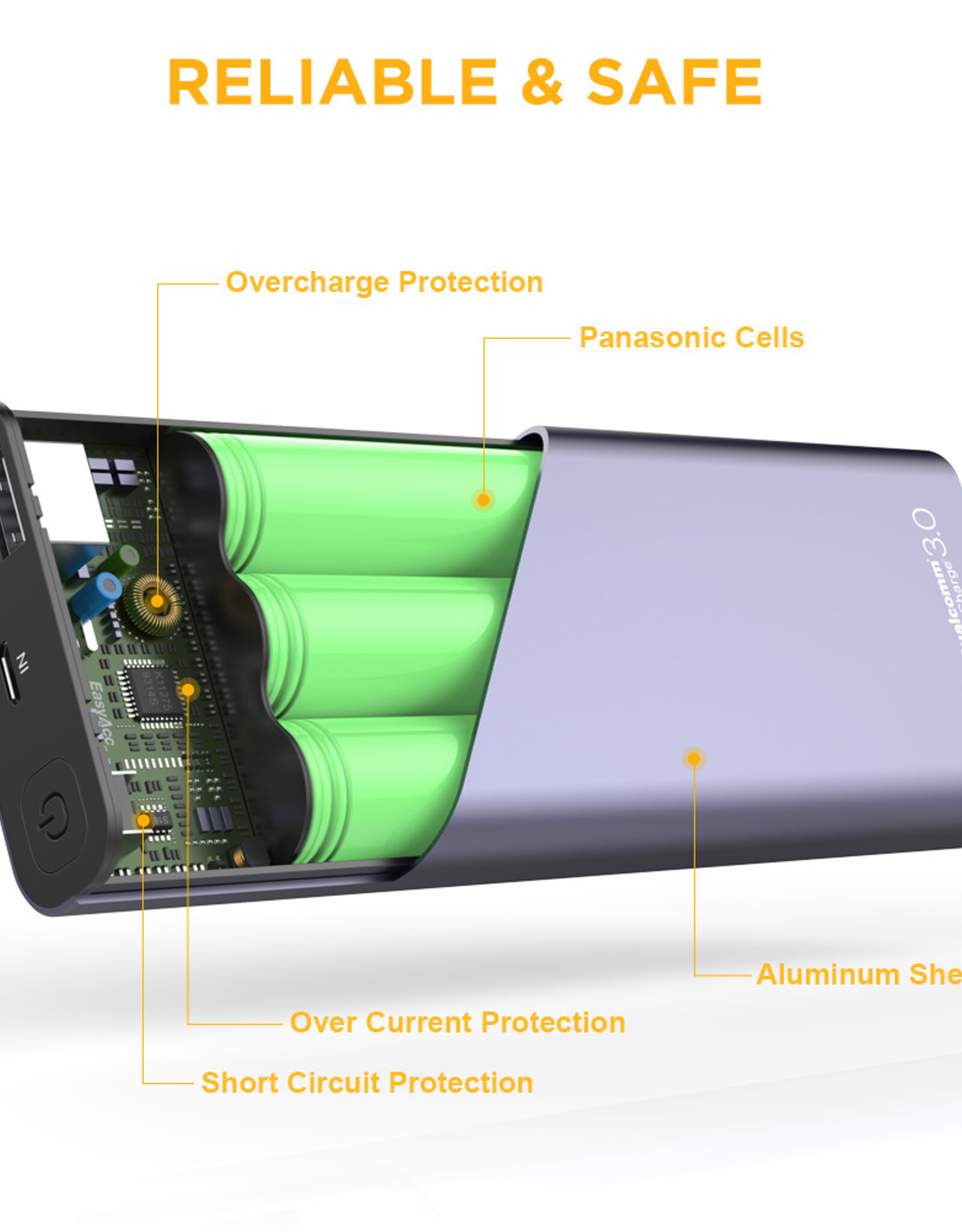 EasyAcc 20.000 mAh Aluminium Quick Charge Powerbank