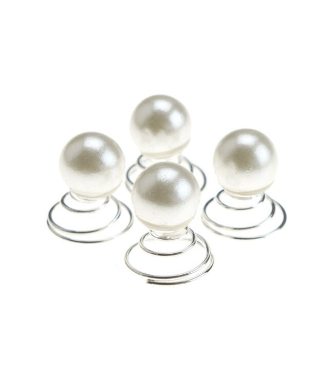 Curlies met kleine parel creme 4 stuks