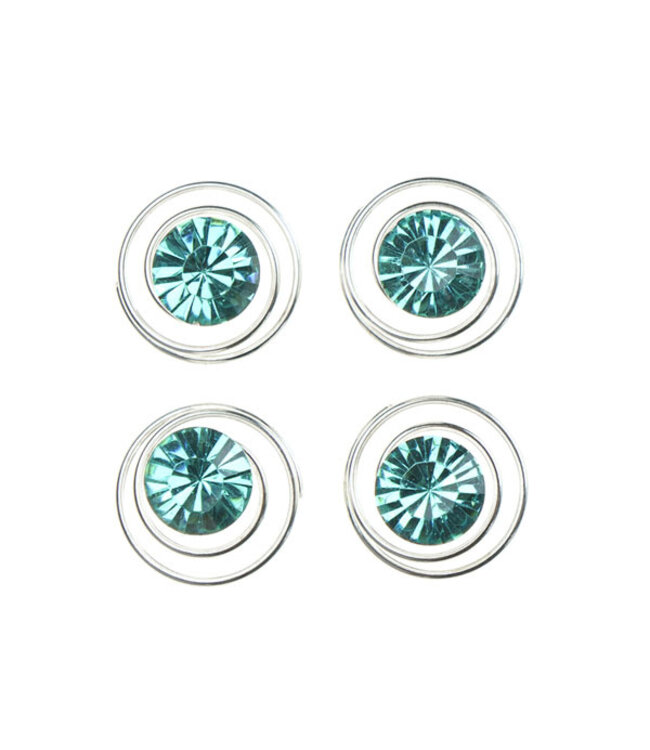 Curlies met facetsteen in de kleur blauw 4 stuks