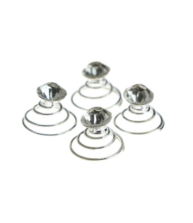 Curlies met facetsteen in de kleur transparant 4 stuks