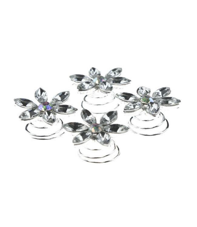 Curlies bloem strass transparant 4 stuks