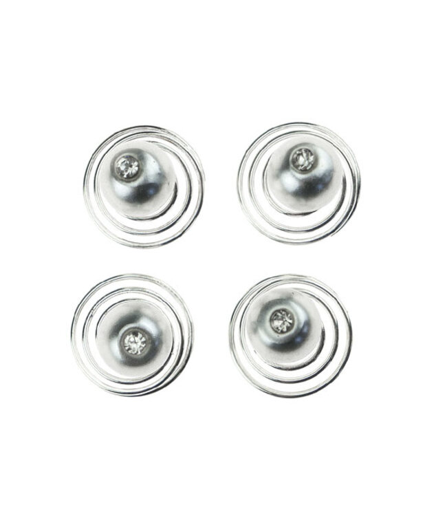 Curlies met parel zilverkleurig facet 4 stuks