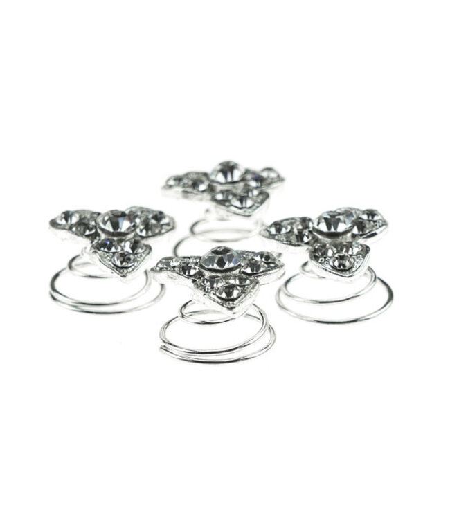 Curlies zilverkleurig klaver drie facet 4 stuks