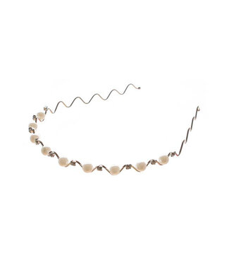 Goudhaartje Diadeem met parels en strass steentjes zilverkleurig