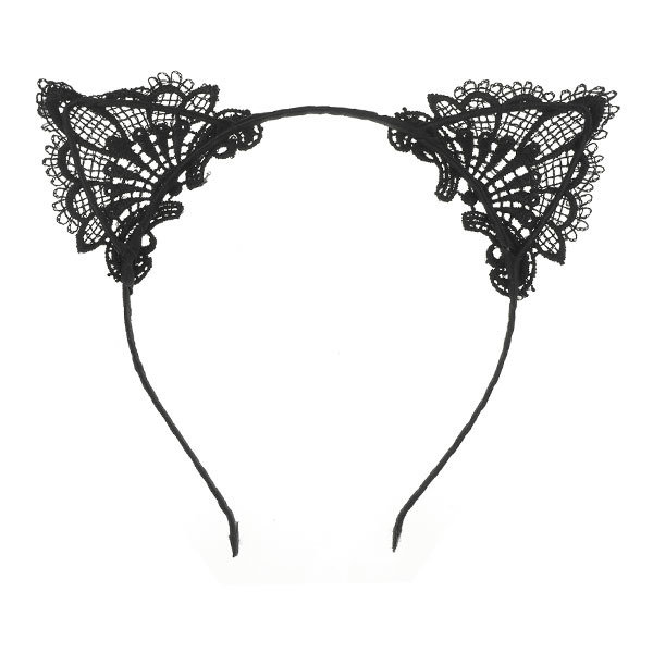 Diadeem cat ears kant zwart