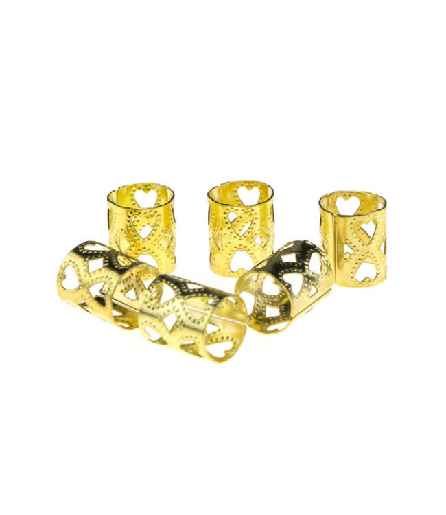 Dreadlock bead cuff 6 stuks hartjes goudkleurig