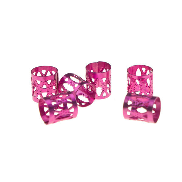 Dreadlock bead cuff 6 stuks roze