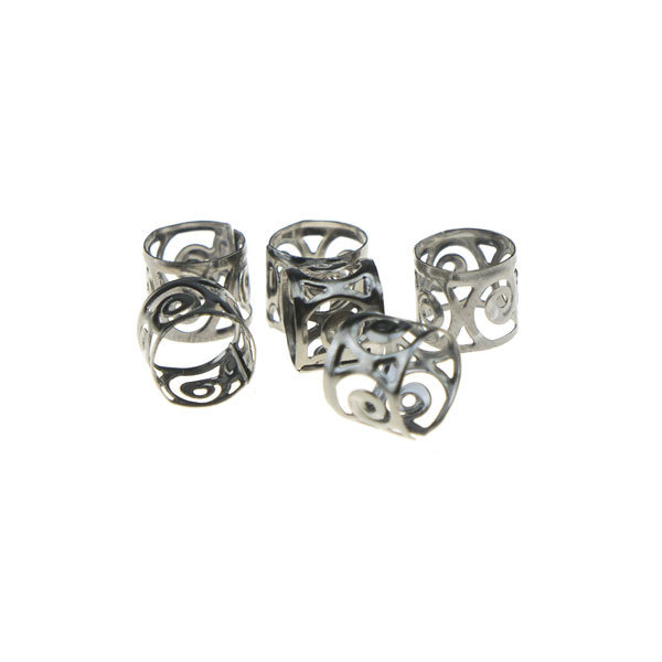 Goudhaartje Dreadlock bead cuff 6 stuks symbols metaalkleurig