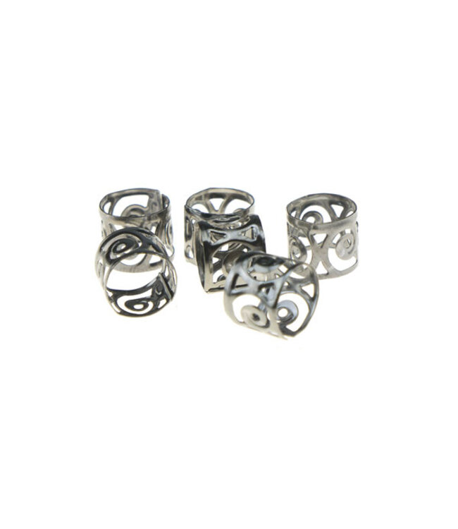 Dreadlock bead cuff 6 stuks symbols metaalkleurig