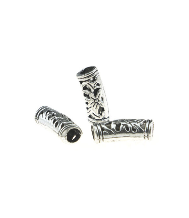 Dreadlock bead 3 stuks flower zilverkleurig