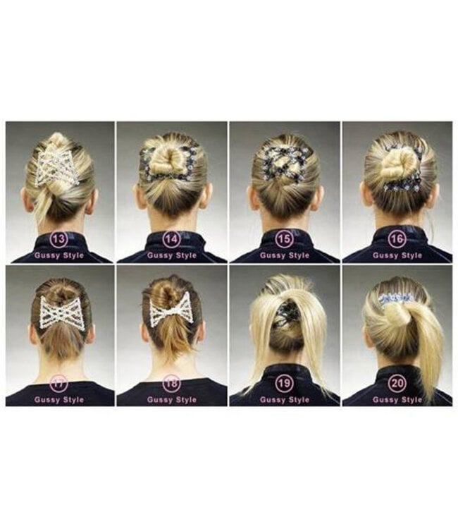 EZ comb met kralen en bloemen strass blauw