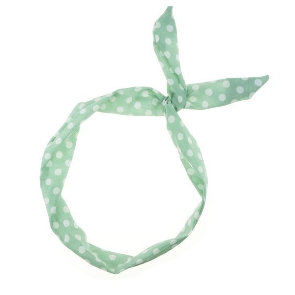 Goudhaartje Haarband sjaal retro polkadot mintgroen wit