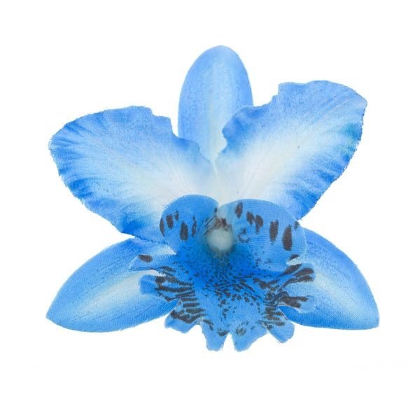 Orchidee haarbloem blauw op alligator knipje