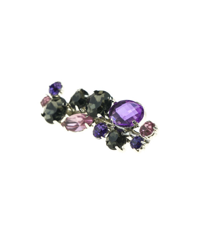 Haarclip luxe zilverkleurig facet roze paars