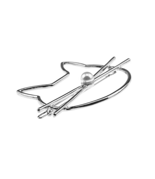 Haarclip luxe zilverkleurig large kat