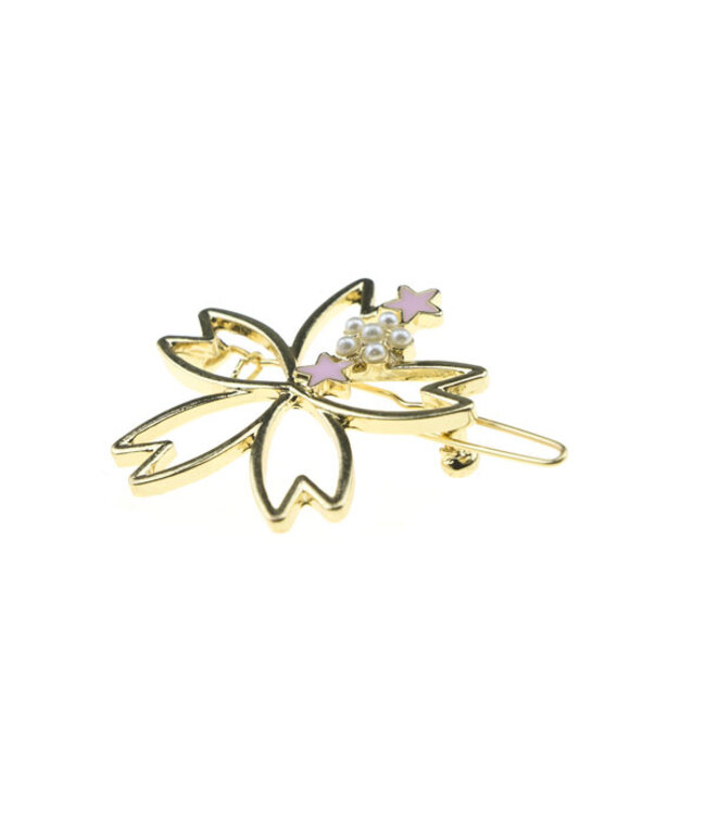 Goudkleurige haarclip open bloem