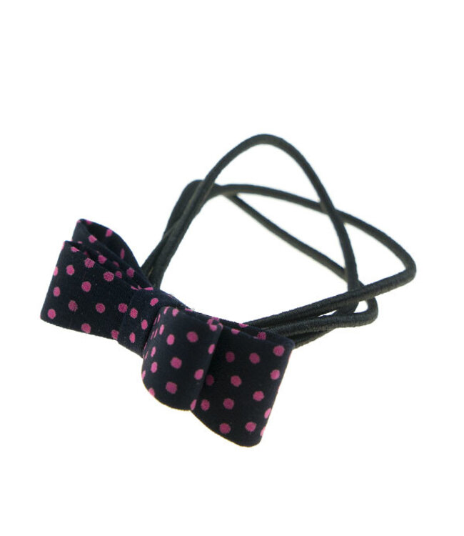 Haarelastiek strik polkadot zwart roze