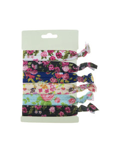  Haarelastiek/armband 6 stuks multicolor rozen