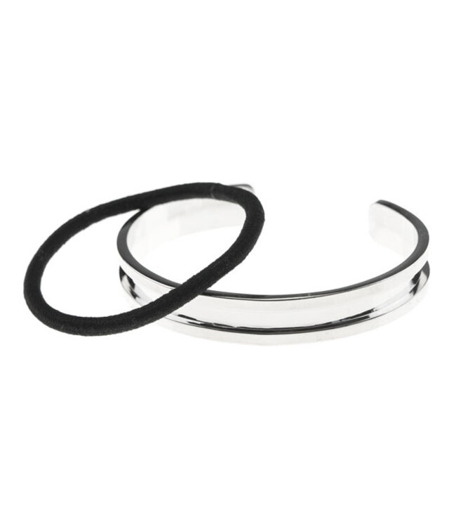 Luxe armband met haarelastiek zilverkleurig