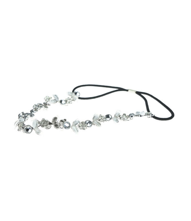 Haarketting bloemenkrans kleur zilverkleurig