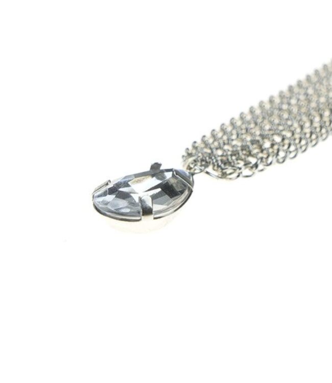 Haarketting zilverkleurig facetsteen transparant
