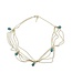 Haarketting goudkleurig aqua kleur stenen