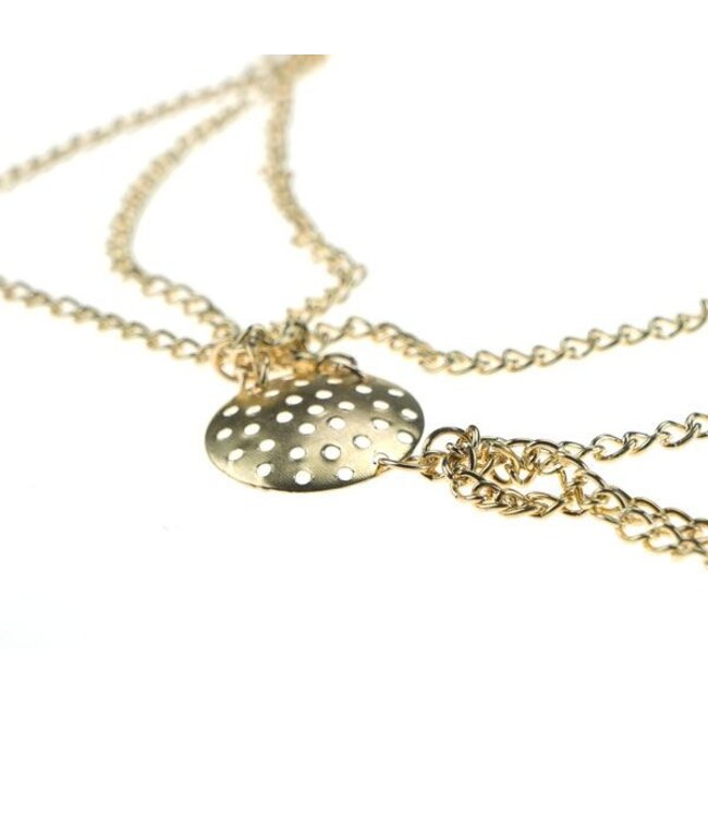 Haarketting goudkleurig ronde cirkel met stip