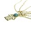 Haarketting goudkleurig steen kleur aqua hand