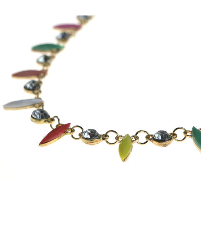 Haarketting goudkleurig met strass multicolor