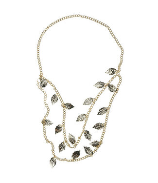 Goudhaartje Haarketting goudkleurig in model bladeren