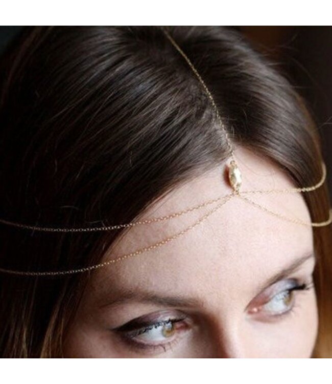 Haarketting goudkleurig met steen strass