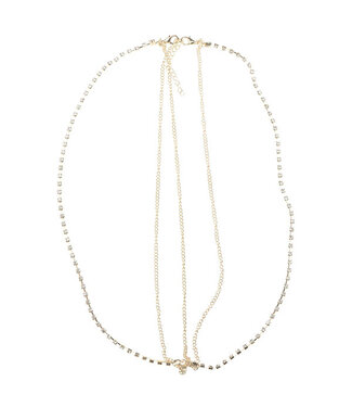 Goudhaartje Haarketting goudkleurig strass steentjes vierkant
