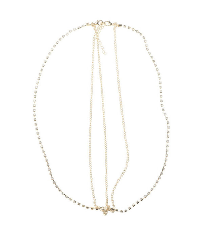 Haarketting goudkleurig strass steentjes vierkant