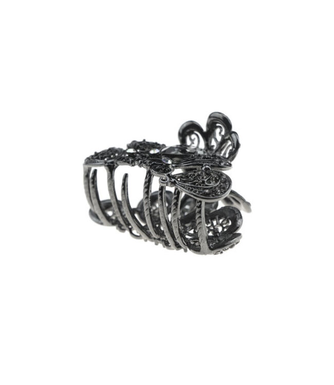 Haarklem vintage sierlijk glans donkergrijs