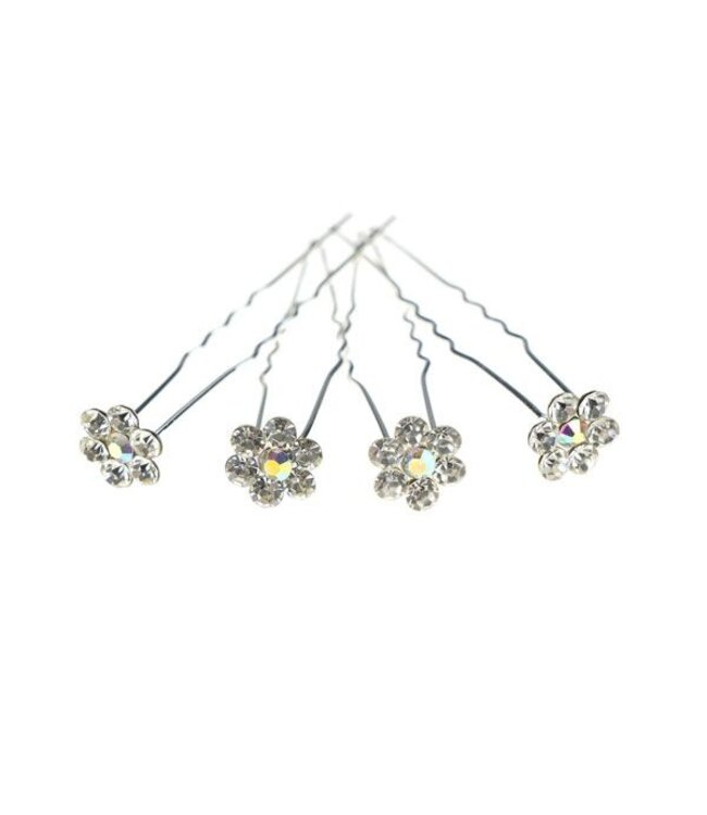 Haarpinnen vorm bloem strass steentjes 4 stuks