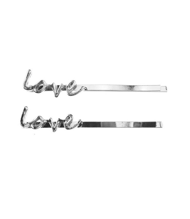 Haarschuifjes zilverkleurig love