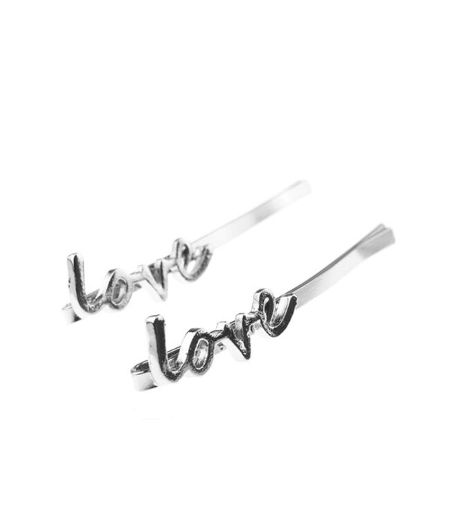 Haarschuifjes zilverkleurig love