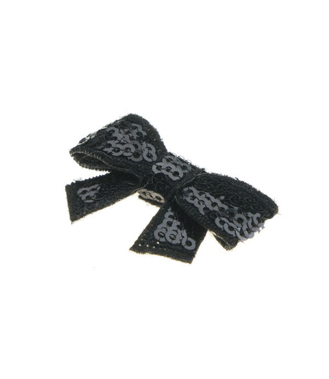 Haarstrikje klein pailletten in de kleur zwart