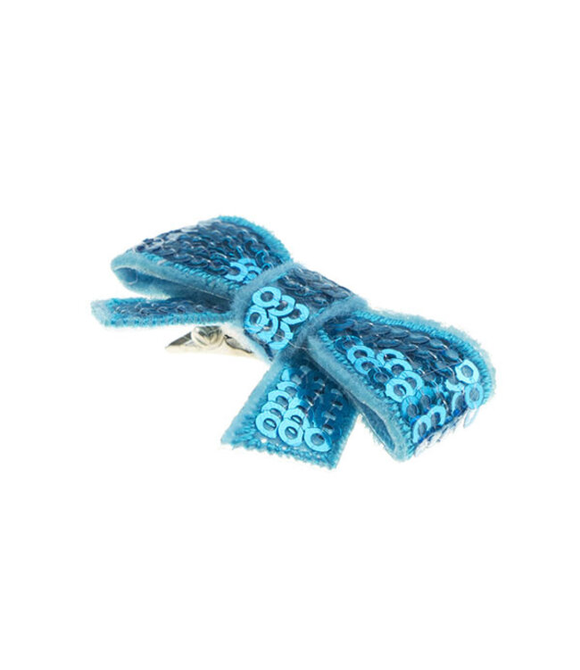 Haarstrikje klein pailletten in de kleur lichtblauw