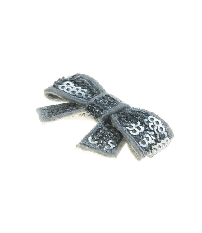 Haarstrikje klein pailletten in de kleur grijs