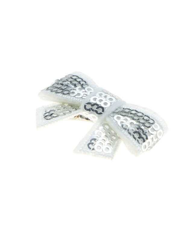 Haarstrikje klein pailletten in de kleur zilver