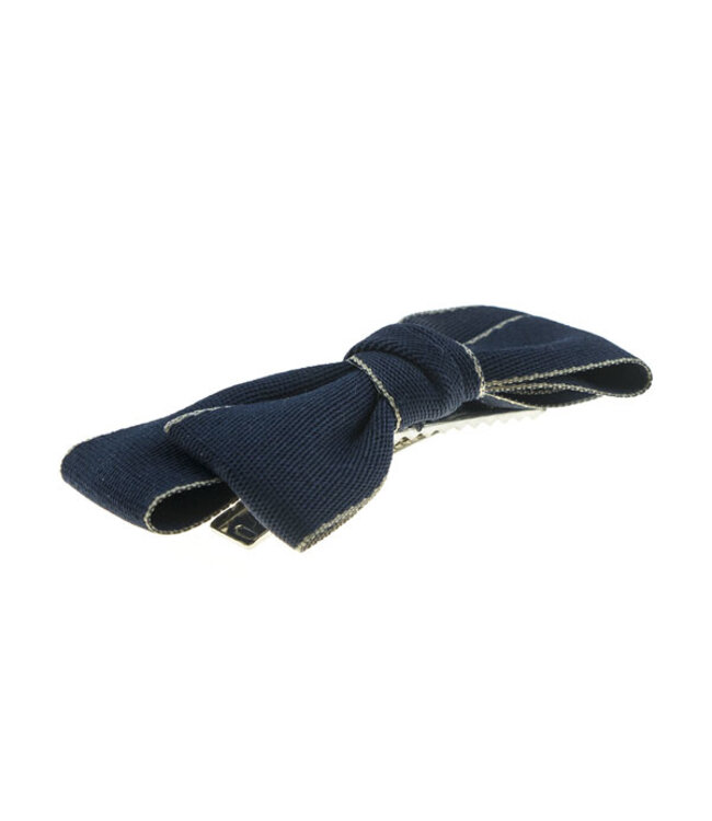 Haarstrik donkerblauw met crèmekleurige rand