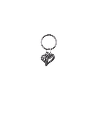 Goudhaartje Hair ring met bedel hart zilverkleurig