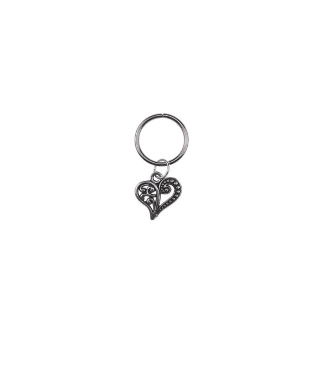 Hair ring met bedel hart zilverkleurig