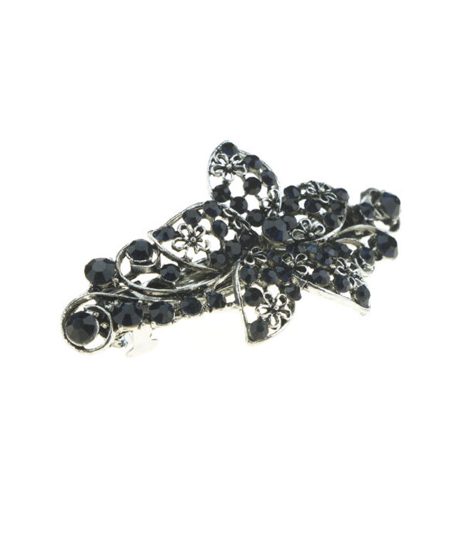 Patent speld strass sterbloem donkerblauw zilver