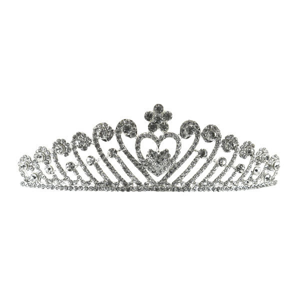 Tiara met hart zilverkleurig