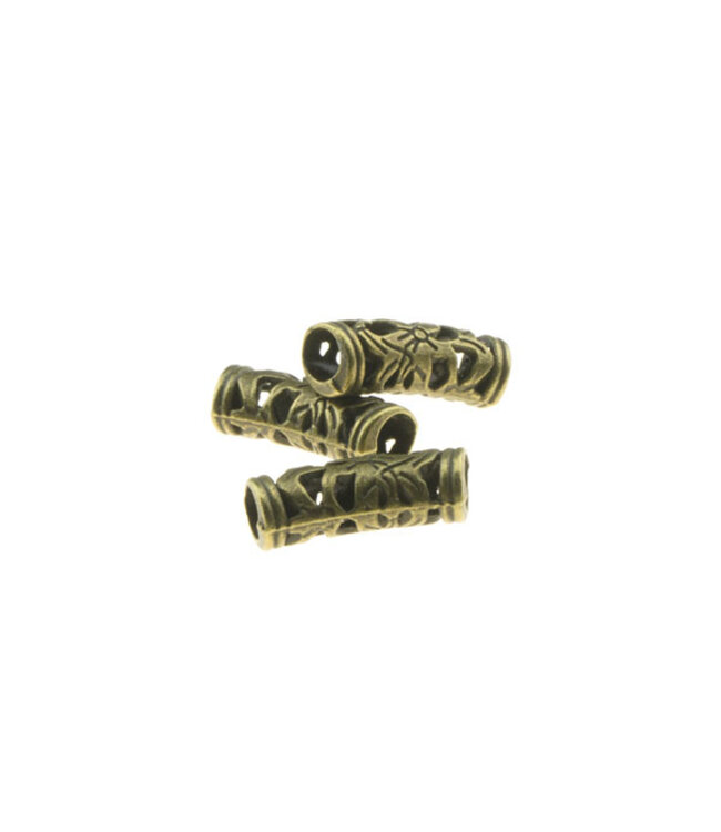 Dreadlock bead 3 stuks flower bronskleurig