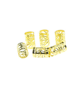 Goudhaartje Dreadlock bead cuff 6 stuks zonnestralen goudkleurig