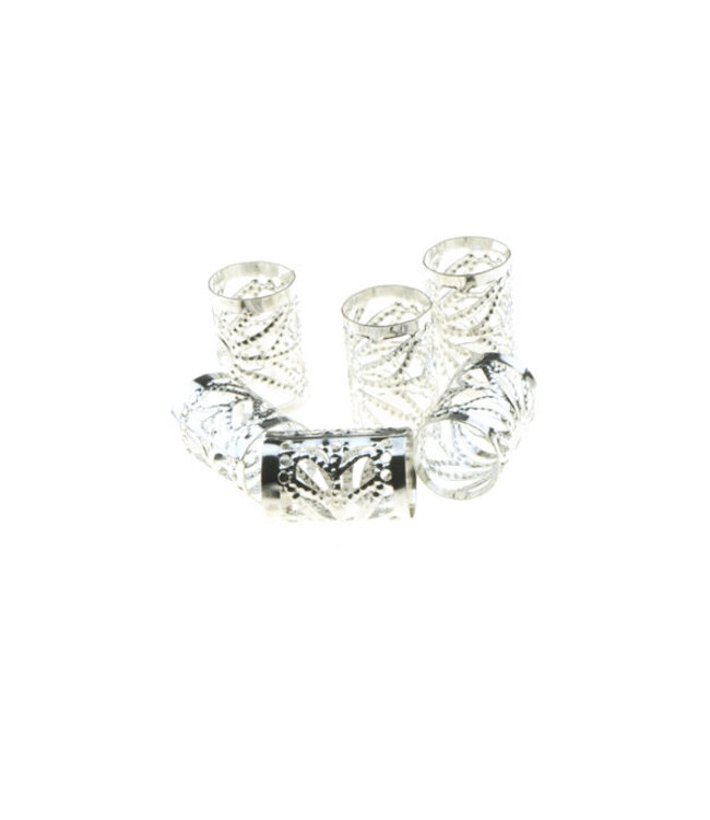 Dreadlock bead cuff 6 stuks zonnestralen zilverkleurig