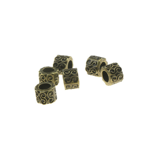 Goudhaartje Dreadlock bead 6 stuks golven bronskleurig